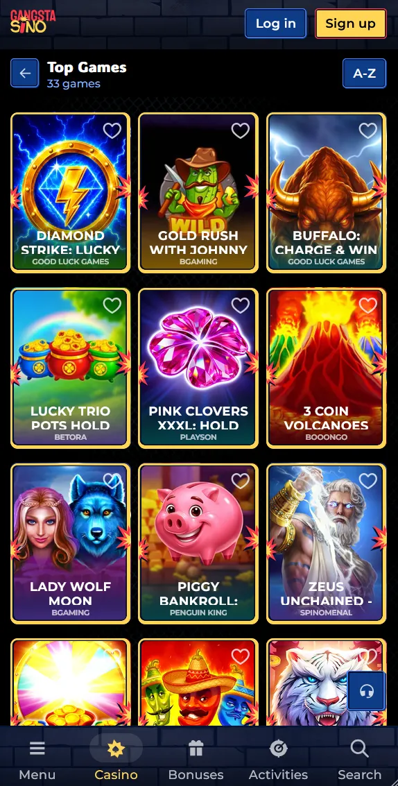 Gangstasinos top-spil på mobilen