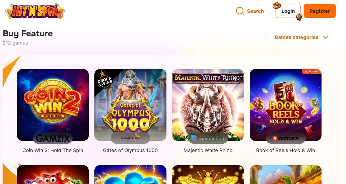 Buy Feature-kategorien hos Hit'n'Spin Casino med 212 spill