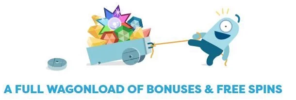 PlayFrank-Aktionsbanner: „A full wagonload of bonuses & free spins“