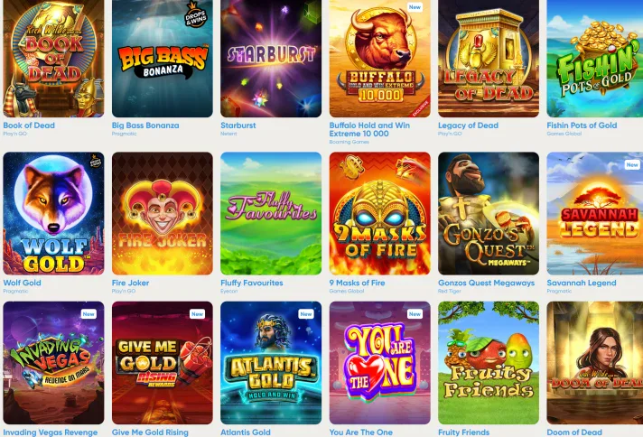 Die Spielautomaten bei PlayFrank mit Book of Dead, Starburst, Wolf Gold und Gonzo's Quest Megaways