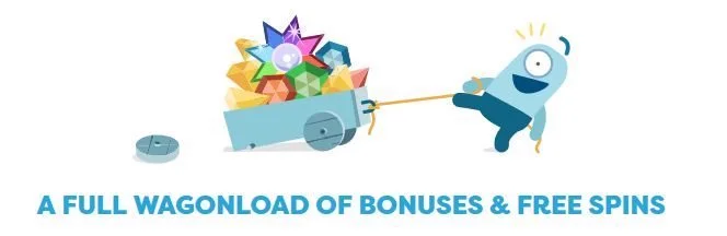 PlayFrank banner: “A full wagonload of bonuses & free spins”