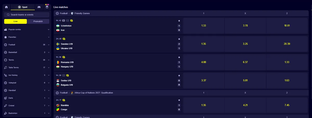 Sportwetten im Slotoro Casino mit Live-Spielen im Fußball